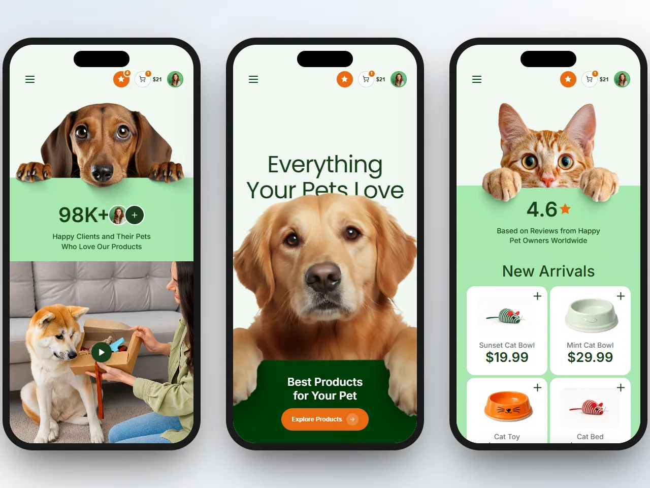 Concept de app de e-commerce para mascotas